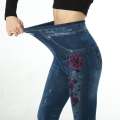 Dyegold Jean Leggings for Women Denim Print Fake Jeans Look Like Leggings Sexy Stretchy High Waist Slim Skinny Jeggings Capri. 