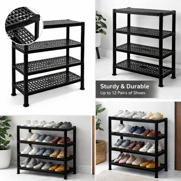 Plastic%204%20Tier%20Shoe%20Rack%20%7C%20Multipurpose%20Shoe%20Organizer%20Stand%20%7C%20Durable%20Space%20Saving%20Storage%20-%20Image%203
