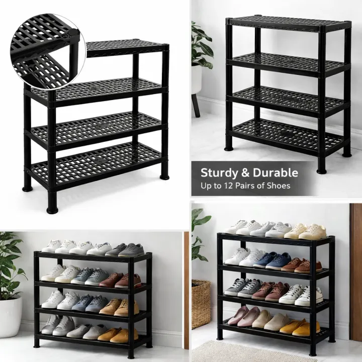 Plastic%204%20Tier%20Shoe%20Rack%20%7C%20Multipurpose%20Shoe%20Organizer%20Stand%20%7C%20Durable%20Space%20Saving%20Storage%20-%20Image%203