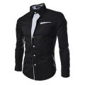 RD Men Fashion Stripe Pocket Decor Long Sleeve Shirtx. 