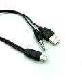 【VogueVenture】2 in 1 For Bluetooth Player Portable Speaker USB Cable Jack 3.5mm AUX Cable USB Male Mini USB 5 Pin Charge Data lines. 