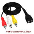 USB Male Female Plug To 3 RCA Female Adapter Audio Converter Video AV Cable USB to 2 RCA Cable for HDTV TV Television Wire Cord. 