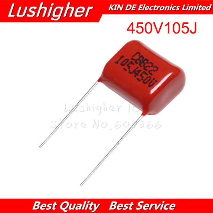 10PCS 1uF 450V105J CBB Polypropylene Film Capacitor Pitch 15mm 105 450V ...