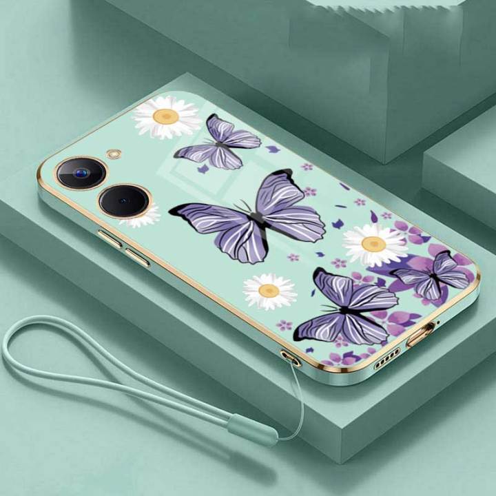 Vivo%20Y03%20Little%20Daisy%20Luxury%20Butterfly%20Flower%20Casing%20Square%20Edges%20Plating%20Back%20TPU%20Soft%20Case%20with%20Lanyard%20Cover%20-%20Image%206