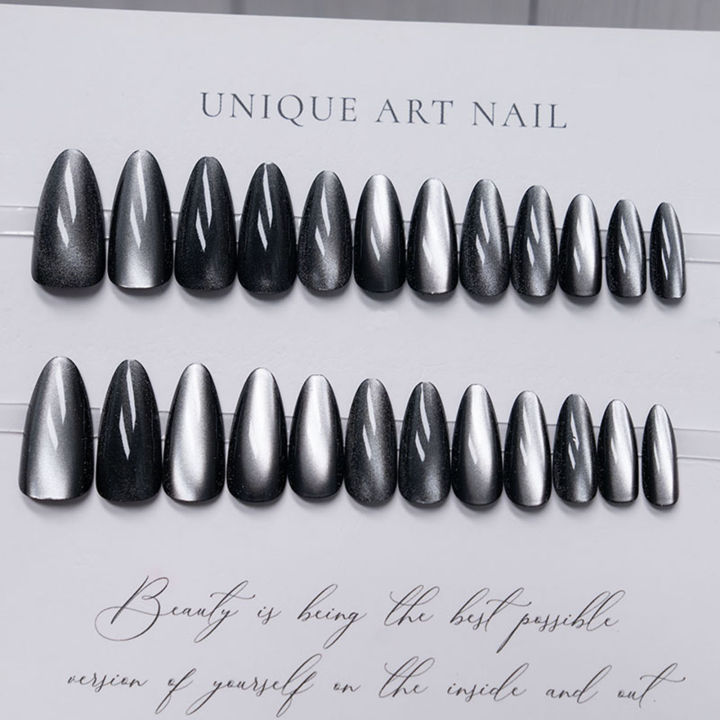 24pcs%20Glitter%20Nails%20Purple%20Shiny%20Cat%20Eye%20Press%20On%20Nails%20Almond%20Head%20Manicure%20Nail%20Tips%20Pink/Blue%20False%20Nail%20Patch%20For%20Girl%20-%20Image%207