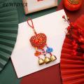 New Year Pendant Colorful Embroidered Wind Chimes for Festive Car Decoration Vibrant Metal Bell Hanging Decor Chinese-style Wind Chime Sachet. 