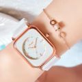 New Fashionable Girls Watch Casual Analog Quartz Fashion Rich Ladies Belt Party Student Office Wrist Watches For Women - Black White Pink PRM. 