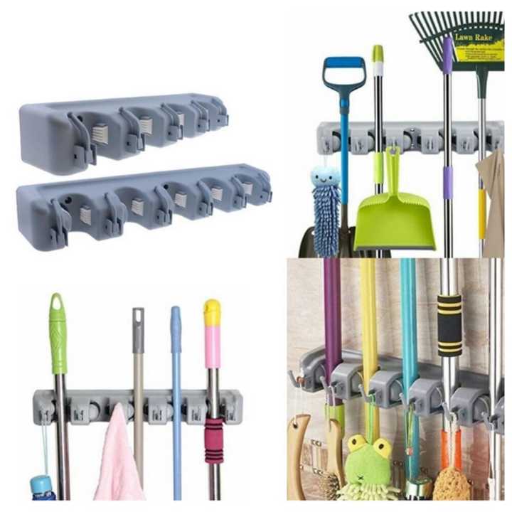 Wall Mounted Broom Holder – Mop Cleaning Tool Organizer Rack