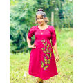 Linen Hand Painted Short Dress - Fully Customizable. 