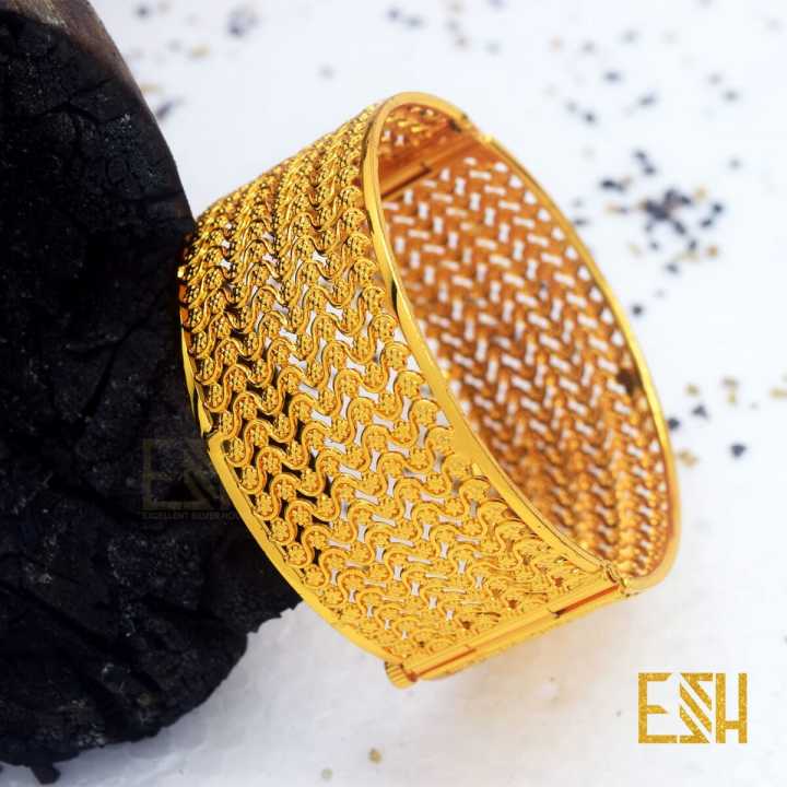 Gold%20Plated%20Foxtail%20Link%20Bangle%20Big%20for%20Women%20Lock%20Bangle%20Fashion%20Jewelry%20Gift%20Comfort%20fit%20-%20Image%202