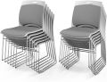 PREMIUM STACKABLE BLUE ARMLESS CHAIR - Conference Visitor Training Room Reception Office Breathable Desk Chair with Lumbar Support Ergonomic. 