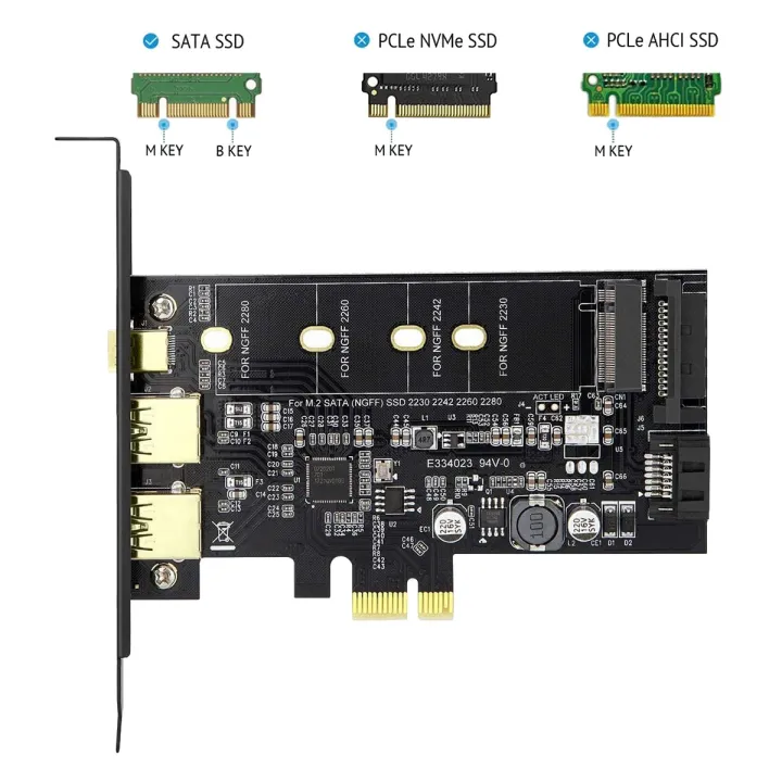 PCI-E%20to%20USB%203.0%20PCI%20Express%20Card%20Incl.1%20USB%20C%20and%202%20USB%20A%20Ports,%20M.2%20NVME%20to%20PCIe%203.0%20Adapter%20Card%20with%20Bracket%20-%20Image%203