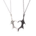 【IKE】Gothic Devil Wing Couple Necklace for Women Men Dragon Wing Love Heart Pendant Necklace Friendship Necklaces Family Jewelry. 