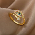 Evil Eye Rings For Women Open Adjustable Ring Trend Wedding Band Couple Jewelry Gift. 