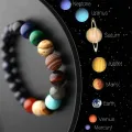 Natural Stone Eight Planets Bead Bracelets for Men Women Chakra Bangle Yoga Galaxy Solar Wristband Jewelry. 