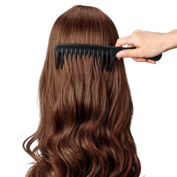 Black Wide Tooth Comb with Round Handle to Detangle Wide Teeth Comb for Curly Hair Long Hair Wet Hair