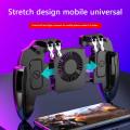 For PUBG Mobile Joystick Controller L1R1 Trigger Gamepad for COD iOS Android Six 6 Finger Mobile Gamepad Cooling Fan. 