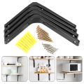 4 PCS Iron Wall Shelf Bracket, 6 x 5 Inch Heavy Duty Shelf Support Bracket Decorative Joint Angle Bracket, Black. 