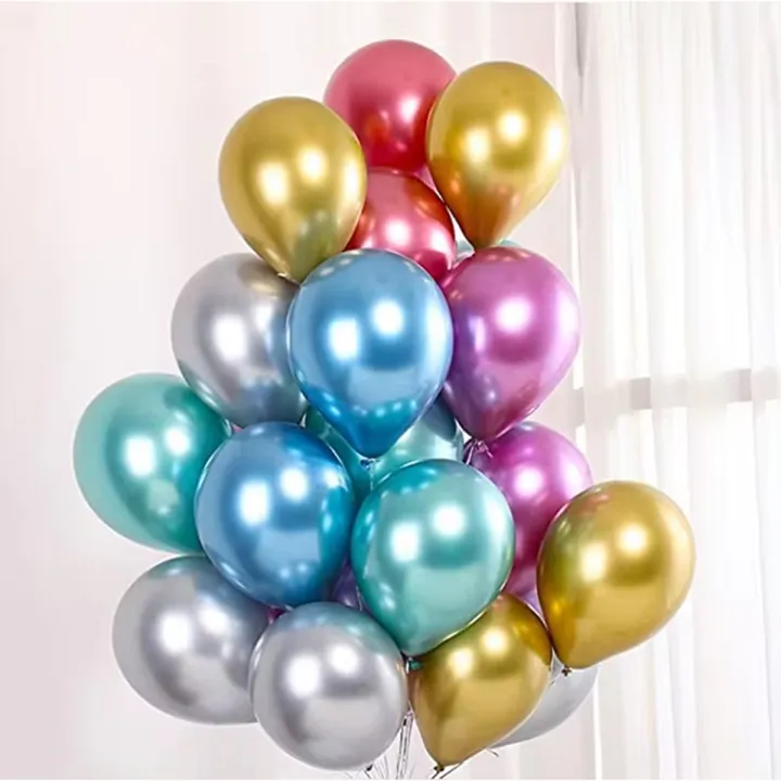 Chrome Latex Balloons, Metallic Finish, 10 Inch Size, 5 Pieces