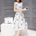 bellylady Women Summer Dress Sleeveless Round Neck A-line Skirt Elegant High Waist Casual Long Dress. 
