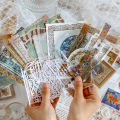 Panda Online 30 Pcs Lace Hand Workshop Vintage Journal Material Paper Scrapbooking Mixed Material Journaling Kit Scrapbook Stickers. 