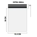 WHITE Shipping Bag Poly Mailer Flyers Upto 500 Bags [12.5cm x 18cm+4cm - EXTRA SMALL] Courier Bags With Self-Seal Adhesive Strip Storage Daraz Bags Plastic Poly Envelope Mailer Bag Postal Safe Mailing Bags - 10 Bags, 25 Bags, 100 Bags, 500 Bags Available. 
