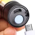 Metal Aluminium Alloy Rechargeable COB LED Flashlight Mini Torch with Adjustable Focus. 