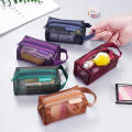 Key Pencil case Organizer Earphone Large capacity Nylon mesh Square Lipstick Pen bag for School Office Travel Students Stationery. 