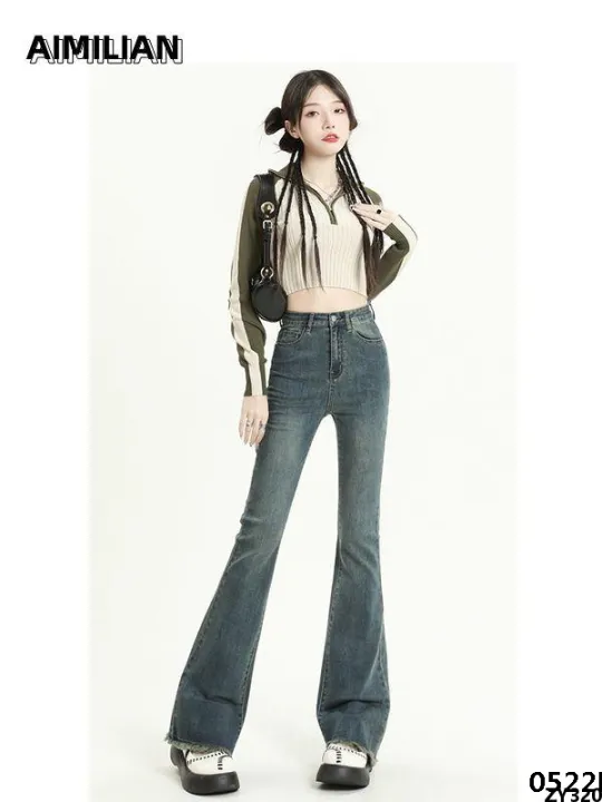 Female%20high-end%20hot%20girl%20high%20lian%20horseshoe%20body%20pants%20aimi%20spring%20and%20summer%20flared%20pants%20new%20style%20waist%20slimming%20pear%20shape%20-%20Image%202