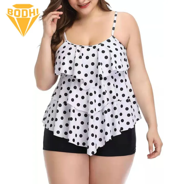 Plus Size Swimsuit Flattering Plus Size Tankini Swimsuit Set with Ruffle Flounce Top Tummy Control Shorts for Beach Vacation Available on Tummy Control Swimwear