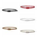 Fashion Metal Buckle PU Belt Slim Side Thin Waist Belt All-match Dress Belt Candy Color Waistband Ladies/Girls. 