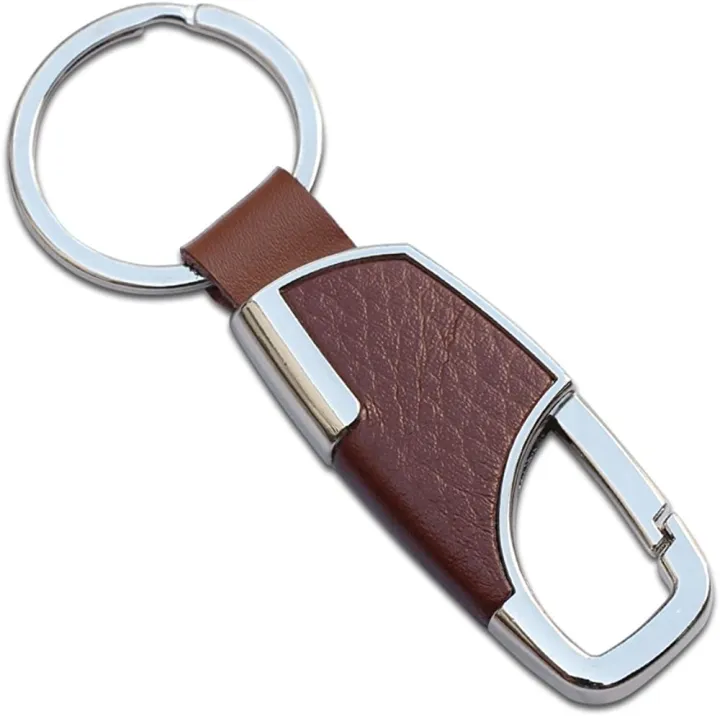 Automotive Accessories Men Brown Leather Key Chain Metal Car Key Ring Keys Holder Waist Hanged Key Rings Leather Keyrings Keychain