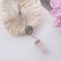 Healing Natural Stone Pendant Necklace Wire Wrap Hexagonal Amethysts Quartz Crystal Necklace Pendulum Chakra Pendulo. 