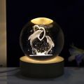 3D Crystal ball Crystal Planet Night Light Laser Engraved Dolphin  Happy Birthday Gift Home Glass Sphere Decoration. 