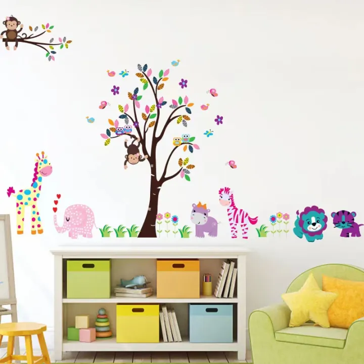 Multi%20Color%20Animals%20Giraffe%20Animals%20Theme%20Wall%20Art%20Decal%20Sticker%20Decoration%20for%20Living%20Room%20Nursery%20Baby%20Girl%20Boy%20Kid%20Children's%20Room%20wall%20Decoration%20-%20Image%205
