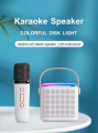 Compact Wireless Mini Karaoke Speaker System with Bluetooth, Microphone, and LED Effects, Ideal for Singing at Home or Outdoor Parties for All Ages. 
