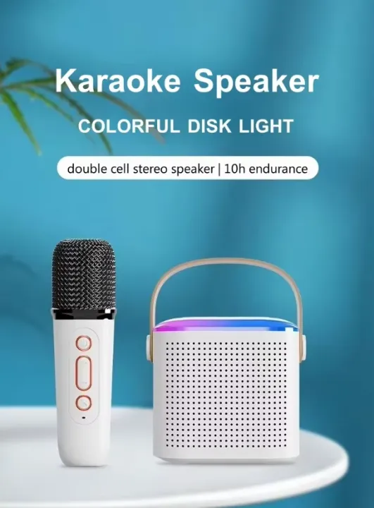 Compact Wireless Mini Karaoke Speaker System with Bluetooth, Microphone, and LED Effects, Ideal for Singing at Home or Outdoor Parties for All Ages