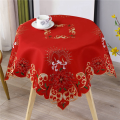 3X Christmas Embroidered Table Cloth,Hollow-Out Round Table Cloth,for Restaurant Dinning Party Banquet Events,33 Inch. 