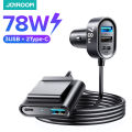 Joyroom 5-in-1 78W Car Charger Fast USB C Car Charger PD 3.0 QC 4.0 3.0 PPS 25W Type C Multi Car Charger Adapter with 1.5m Cable. 