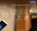 Sirend Nylon Micro USB Charger Cable for iRulu eXpro P2 for HomTom HT50, HT30, HT27, HT17, HT10, HT7 Pro Data Sync Charging Cable. 