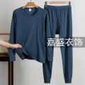100%Men's and Women's Pure Cotton Long Johns Top & Bottom Thin Suit Cotton Jersey Mid-round Neck Bottoming Middle-Aged and Elderly Thermal Underwear. 