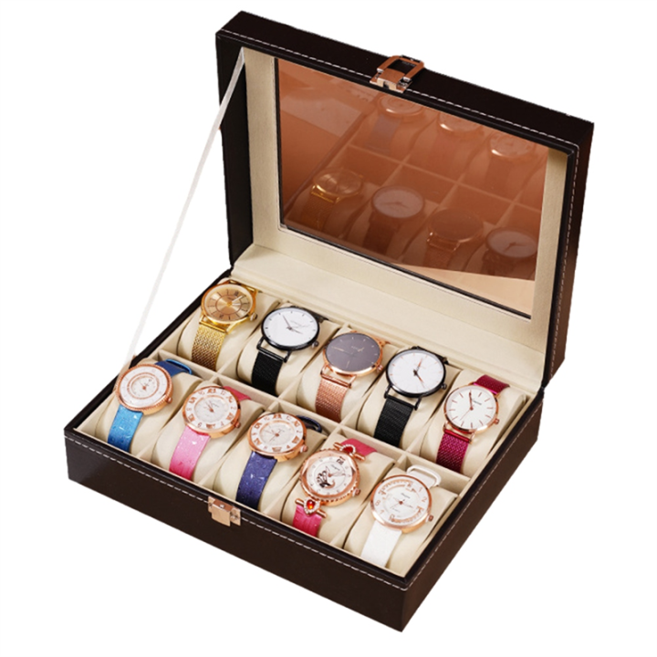 Leather Watch Box Watch Storage Box Watch Display Box 10 grid