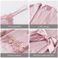 5Pcs/Set Women Satin Silk Pajamas Lace Robe Nightdress Wedding Nightwear Home Wear Nighty Female New Shorts Pants Sleepwear. 