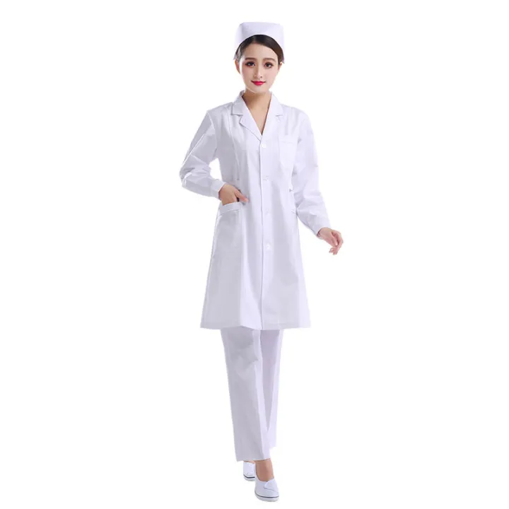 Nurses'%20Uniform%20Women's%20White%20Gown%20Doctor's%20Overall%20Long%20Sleeve%20Winter%20Summer%20Beauty%20Salon%20Workwear%20Short%20Sleeve%20Thin%20Long%20Sleeve%20Thick%20-%20Image%204