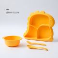 4 PCS Baby Bowls Plates Spoons Forks Food Tableware Set BPA Free Non-Silp Kid Dishes Dinosaur Food Feeding Bowl For Child. 