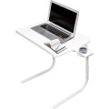White Adjustable Portable Table-Mate II Tray Holder Large Folding Adjusting Convenient Move Moveable Table for Laptop Breakfast Food Cup Plate Paper Documents TV Television Electric Devices Work from Home Office Hospital Room Bed Kitchen Living Lifestyle. 