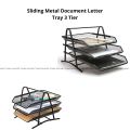 Stylish Adjustable Sliding Metal Document Paper Letter/Organizer Tray 3 Tier Black. 