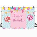 Candy Theme Birthday Background Welcome to Party Backdrops Decoration Photocall. 