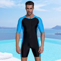 Swimming Suit Men's One-Piece Swimming Trunks Men's Short-Sleeved Sports College Student Training Sun Protection High-End plus Size Swimsuit. 