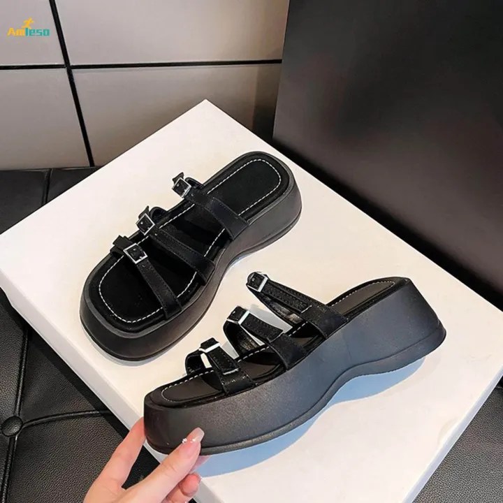 Women's%20Platform%20Sandals,%20Slip%20on%20Flat%20Sandal,%20Slip%20on%20Slippers%20Lightweight%20Open%20Toe%20Slide%20Sandals%20Adjustable%20Buckle%20for%20Pool,%20Traveling,%20Street%20,%2038%20-%20Image%205